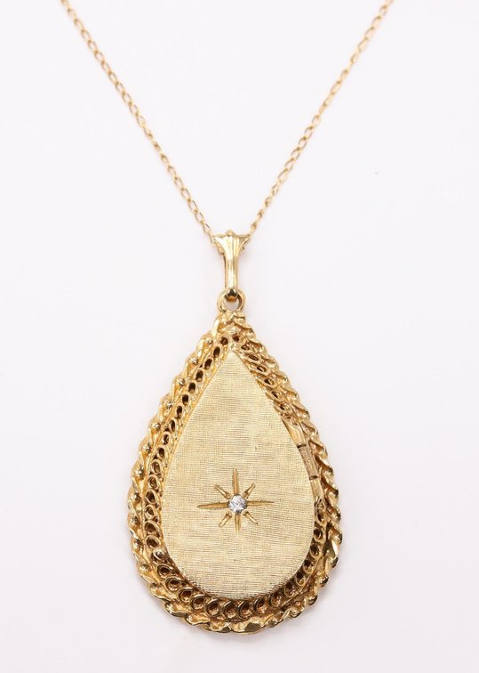 14k YG Diamond Pendant and Necklace