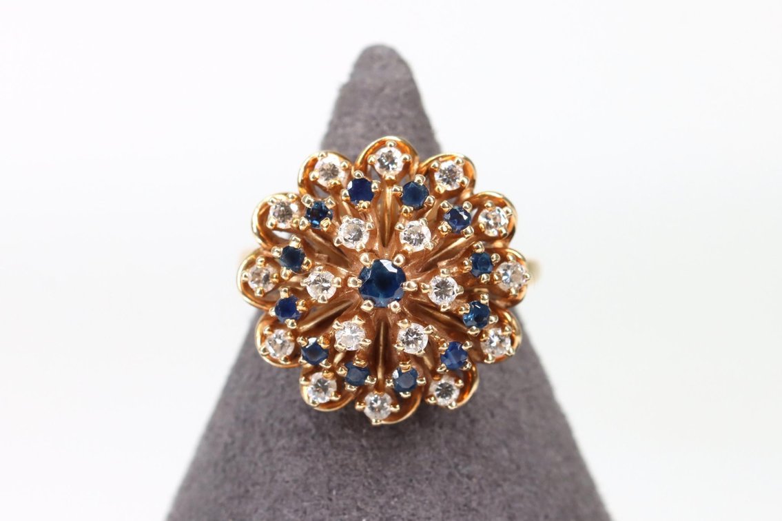 14k YG Diamond and Sapphire Ring