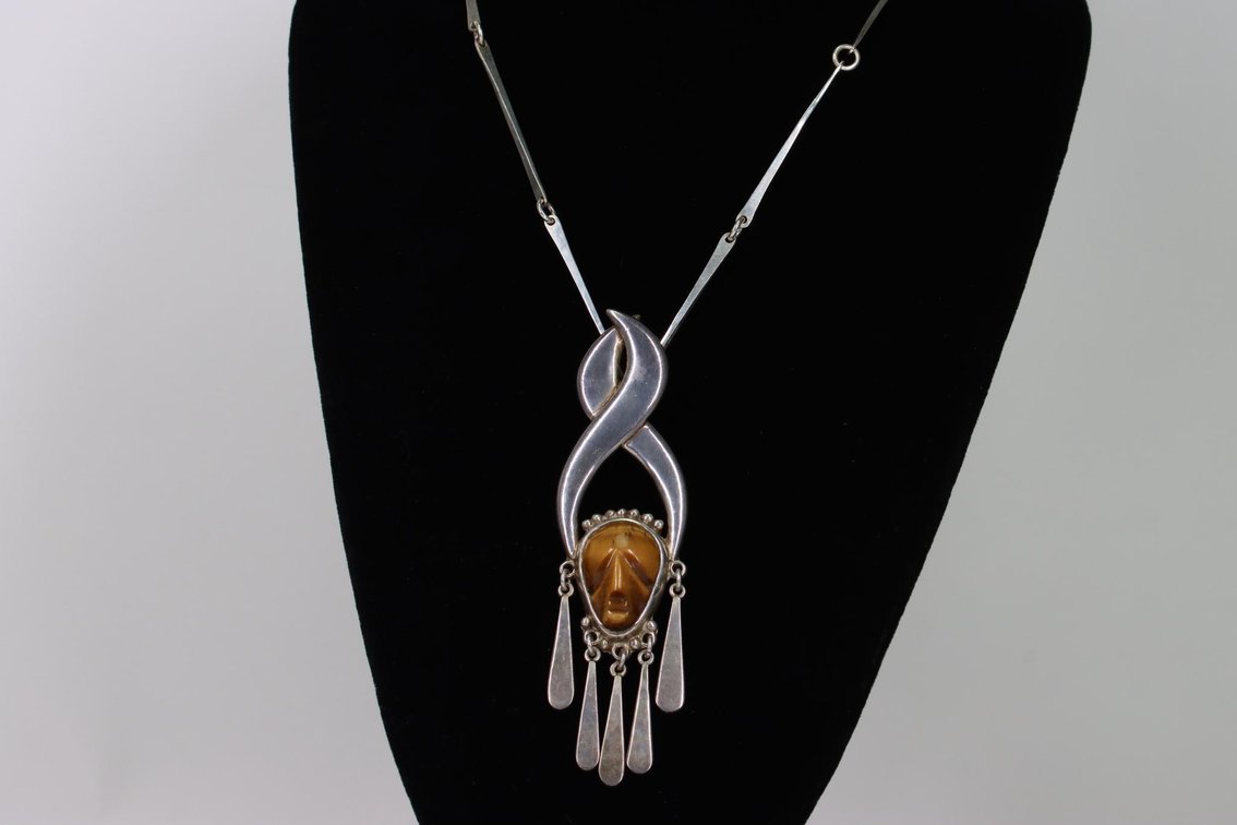 Sterling Silver Modernist Necklace and Pendant