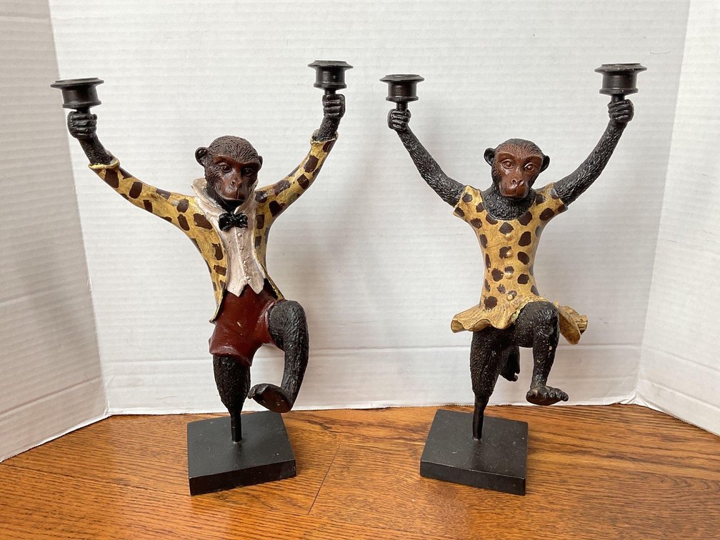 Costumed Iron Figurine Candelabras