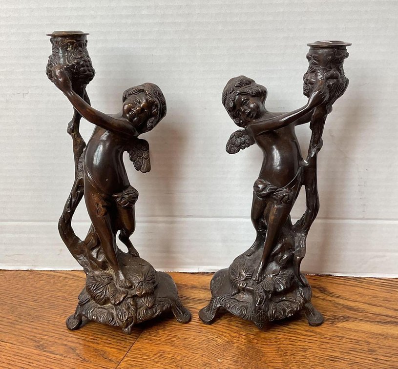 Bronze Figural Candlesticks