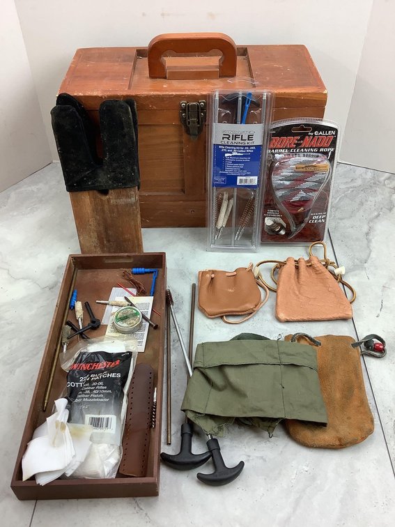 Wood Range Box And Gun cleaning supplies
