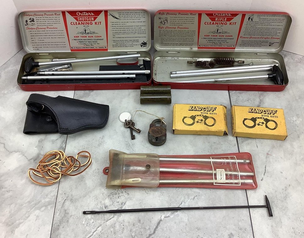 Antique/Repro Colt Padlock, Handcuffs And Assorted Sporting Goods