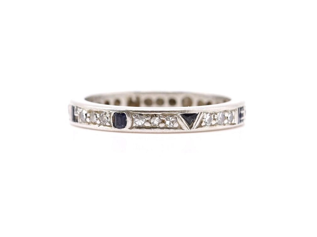 Platinum "I Love You" Diamond Sapphire Ring
