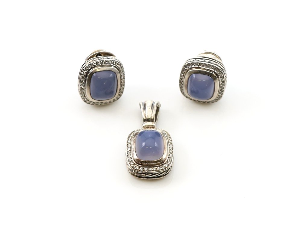 David Yurman Sterling Silver Pendant and Earrings
