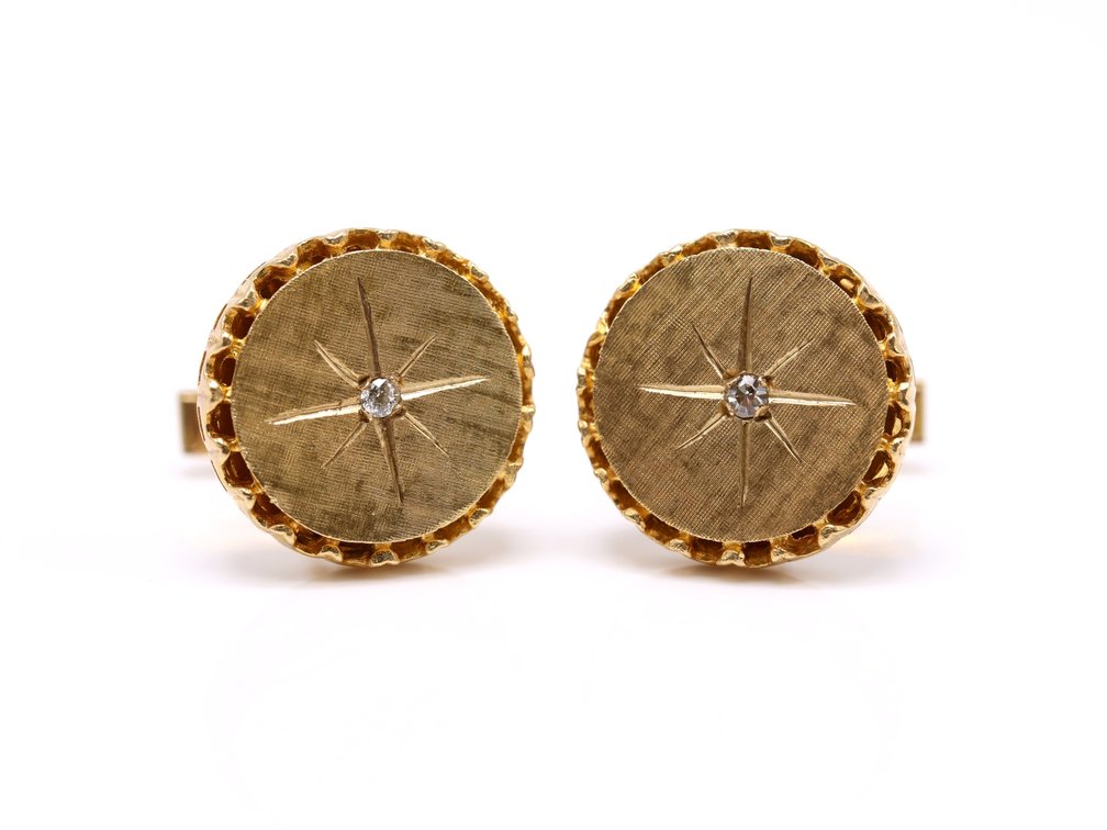 14k YG Diamond Cufflinks