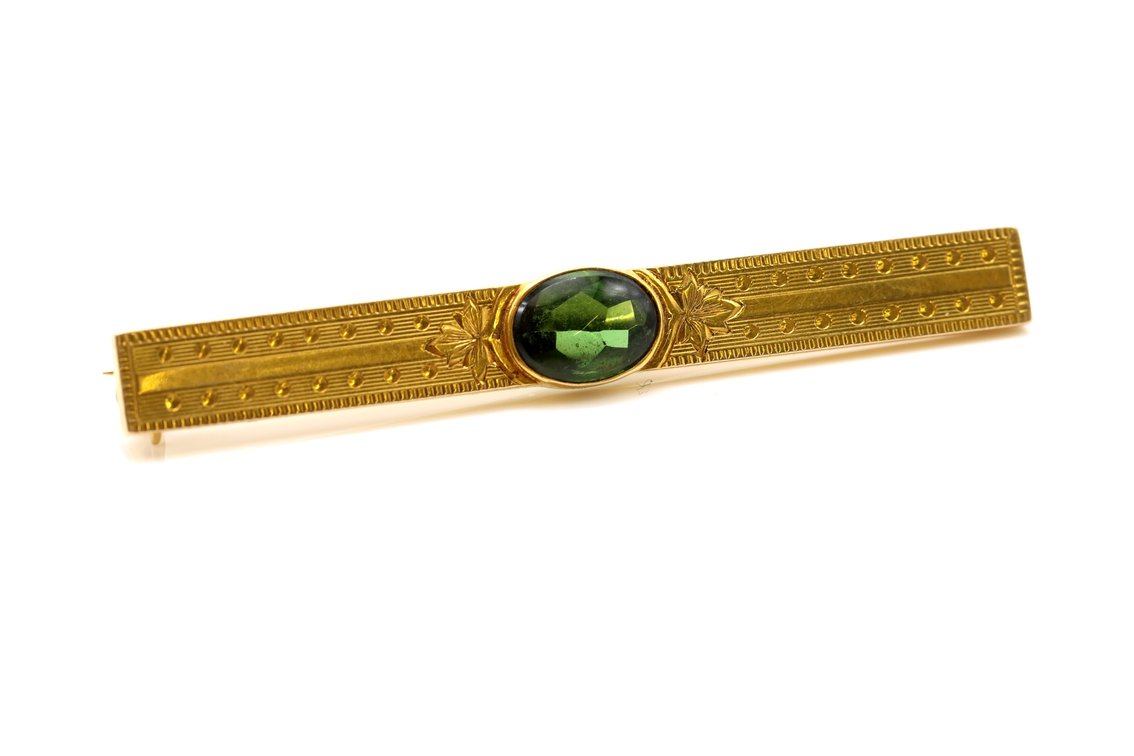 14K YG Peridot Pin