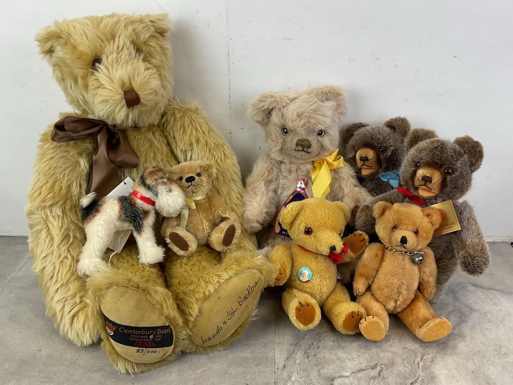 Assorted Plush Teddy Bears & Mohair Terrier