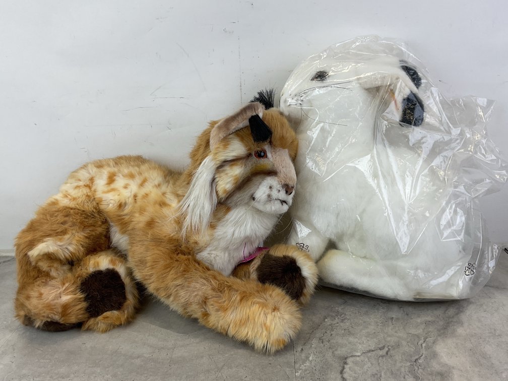 Steiff Plush Lynx and Arctic Hare