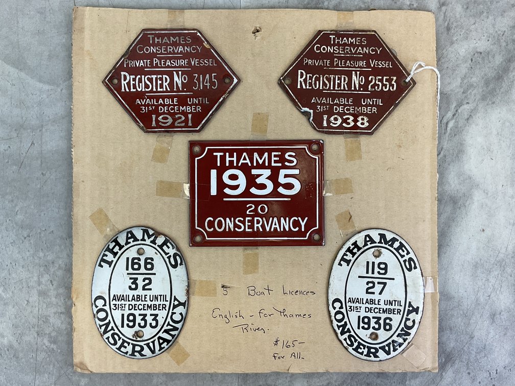 Thames Conservancy Enamel Vessel Registration Plates