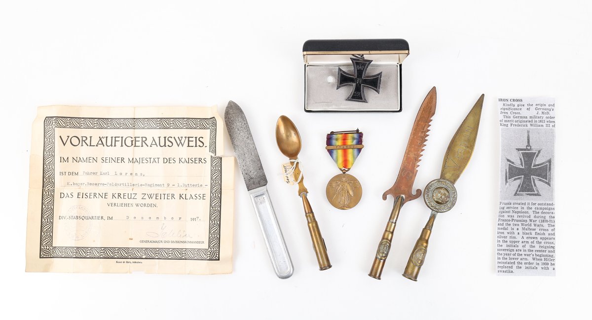 WWI ID'd Iron Cross, WWI Medals, And Souvenirs