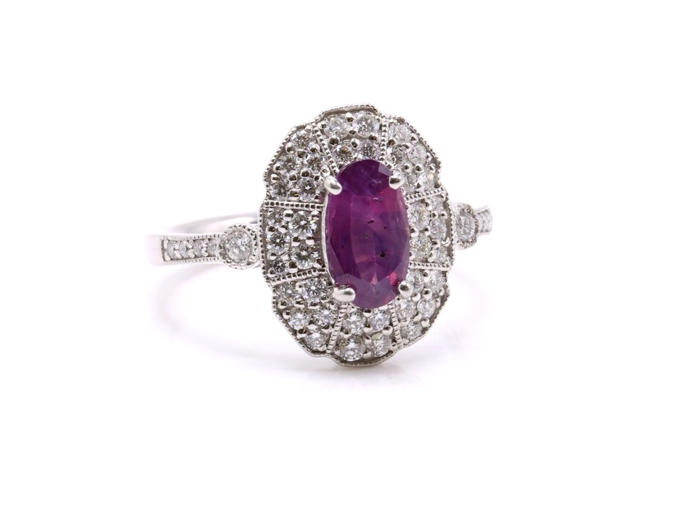 Platinum Sapphire Diamond Ring