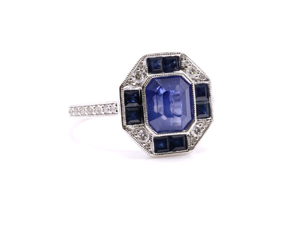 Platinum Sapphire Diamond Ring