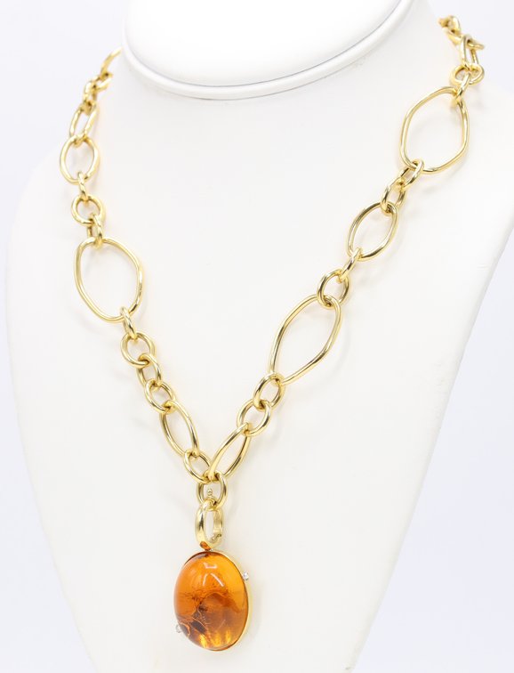 18k YG Citrine Diamond Necklace