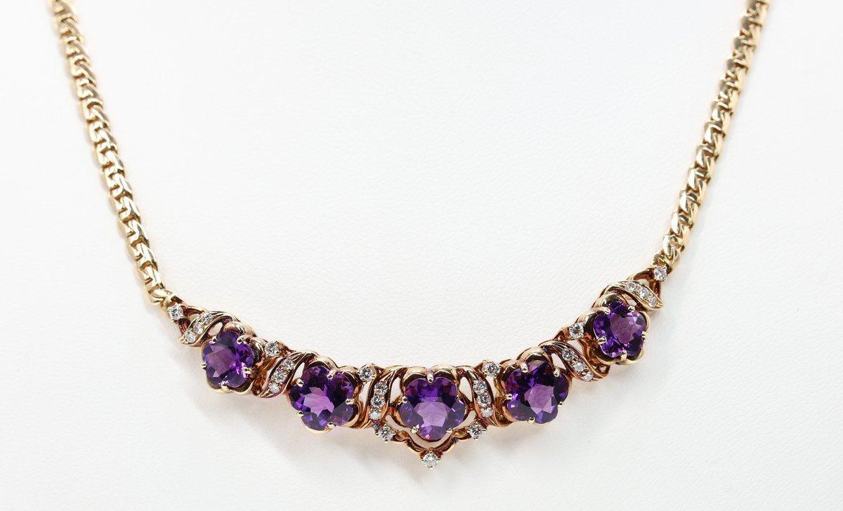 14k Amethyst Diamond Necklace