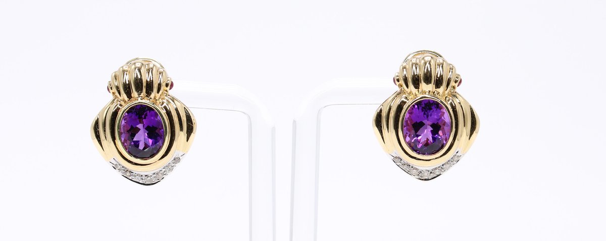 14k YG Amethyst Diamond Earrings