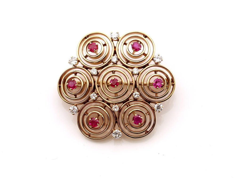 14k YG Ruby Pin