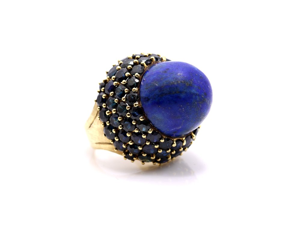 18K Sapphire Lapis Lazuli Ring