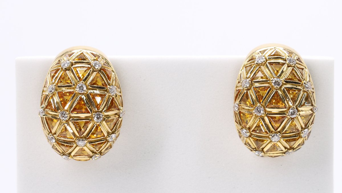18k YG Diamond Citrine Earrings