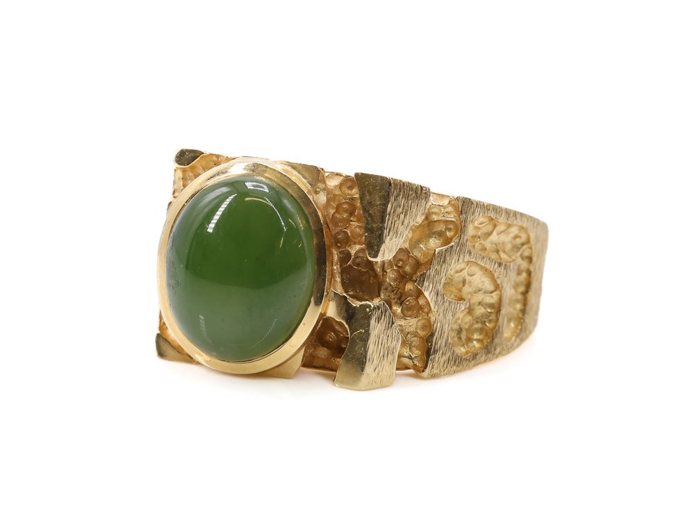 14k YG Jade Ring