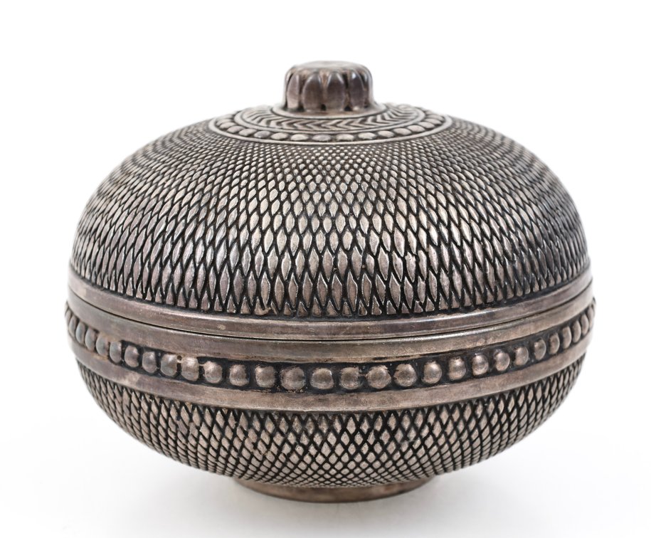 Chinese Pewter Clad Porcelain Bowl
