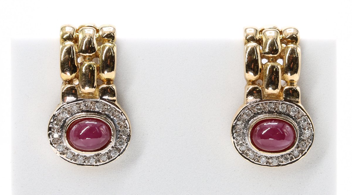 14k YG Ruby Diamond Earrings