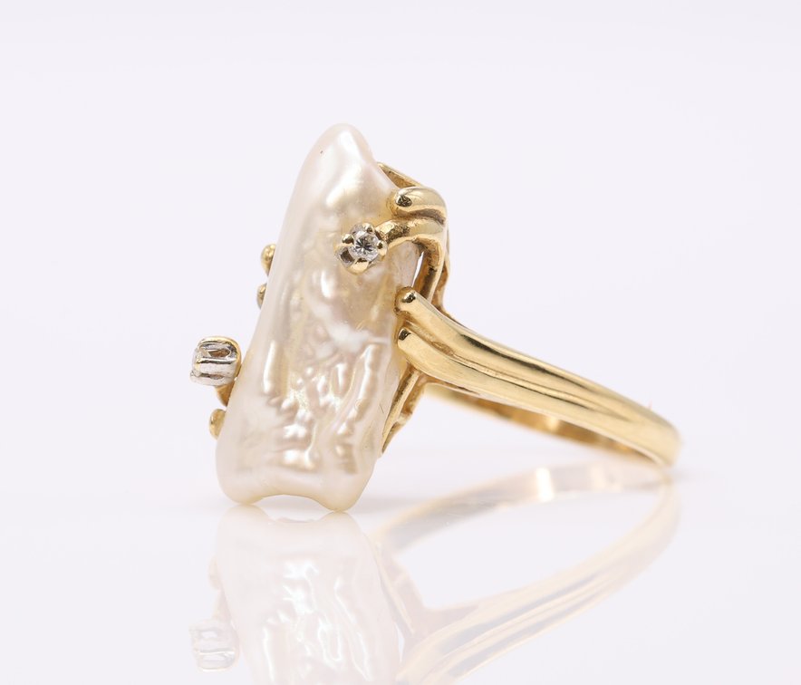 14k YG Pearl Diamond Ring