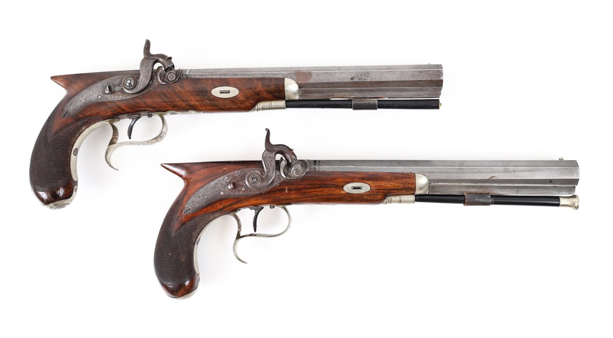 Matched Pair Of Antique English Martin Percussion Dueling Pistols