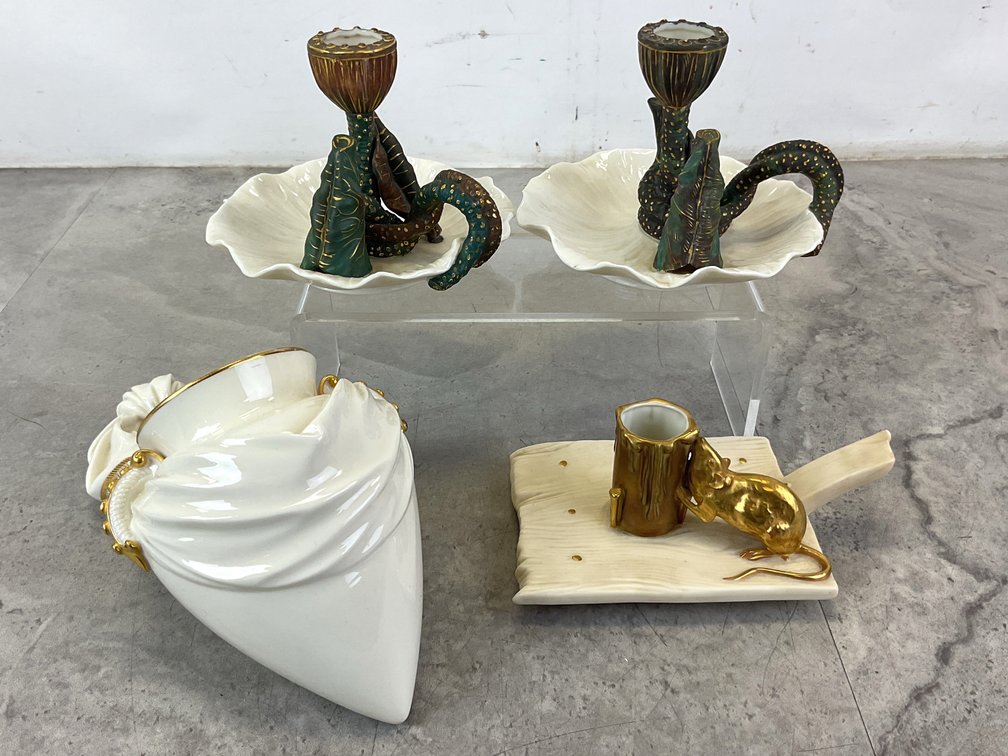 Royal Worcester Candle Holders & Wall Pocket