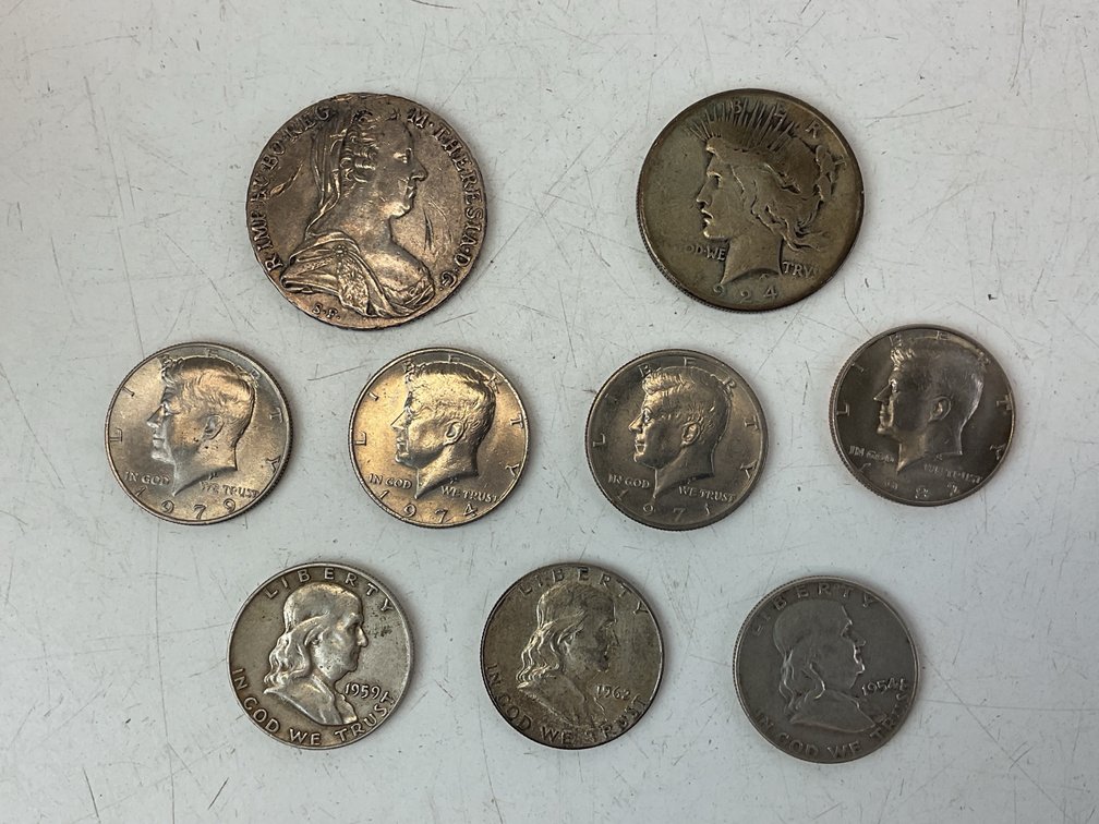 Silver Coins, Including Morgan Dollar and Kennedy Half Dollars