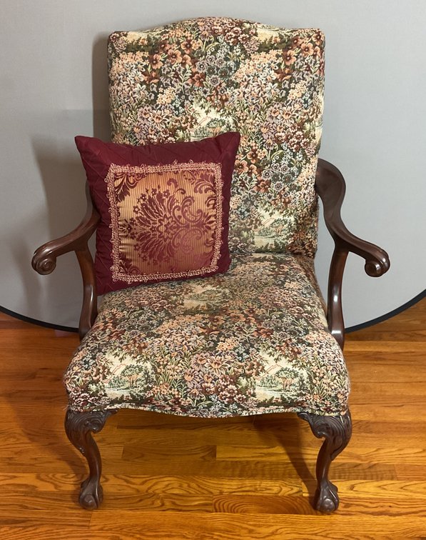 Queen Anne Style Upholstered Armchair