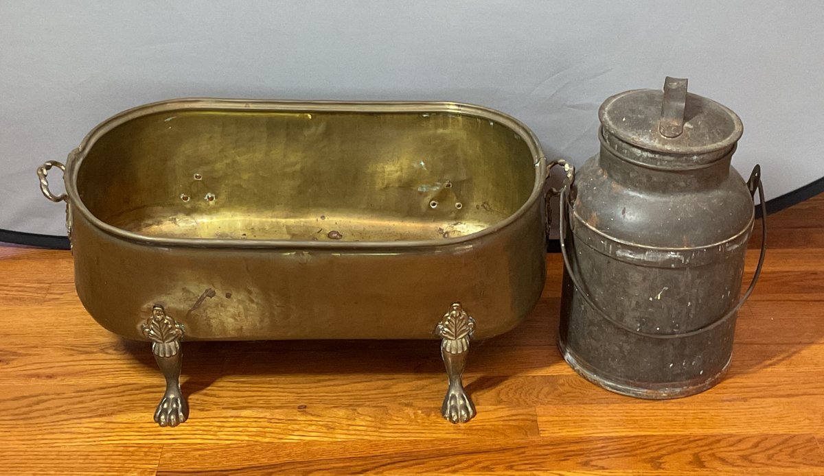 Brass Paw Foot Planter and Milk Can