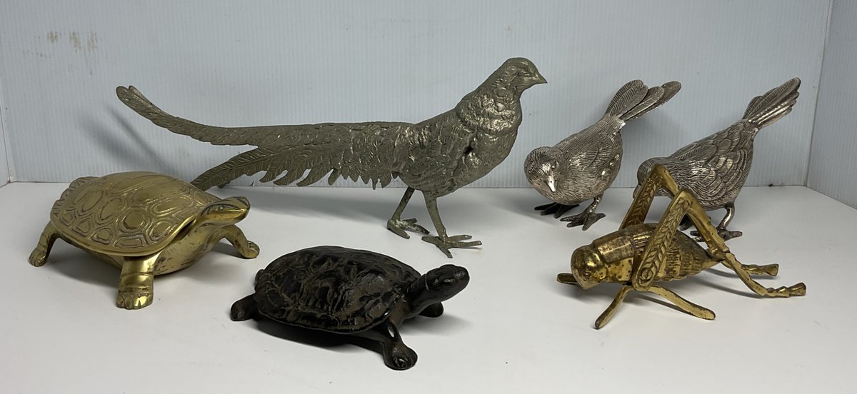 Assorted Metal Animal Figurines and Trinket Boxes