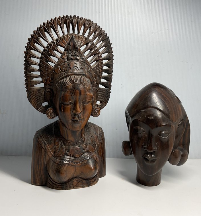 Carved Wood Busts