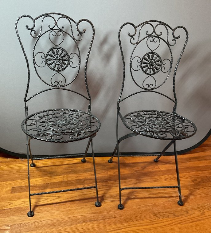 Pair of Cast Iron Folding Chairs