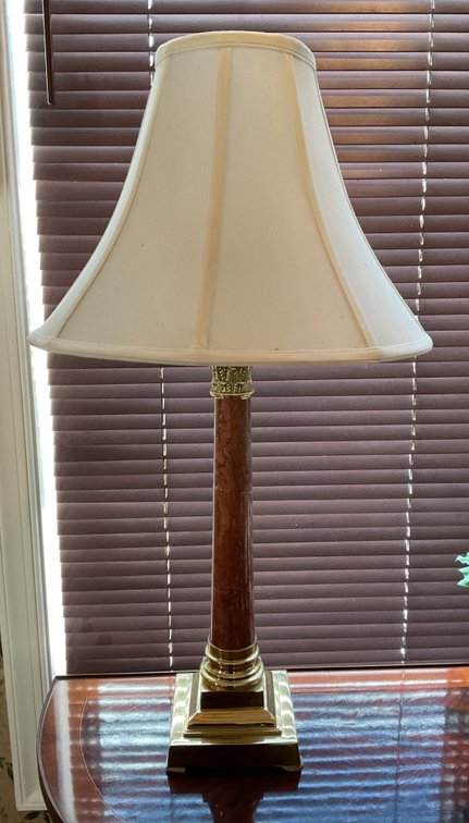 Marble and Brass Corinthian Column Table Lamp