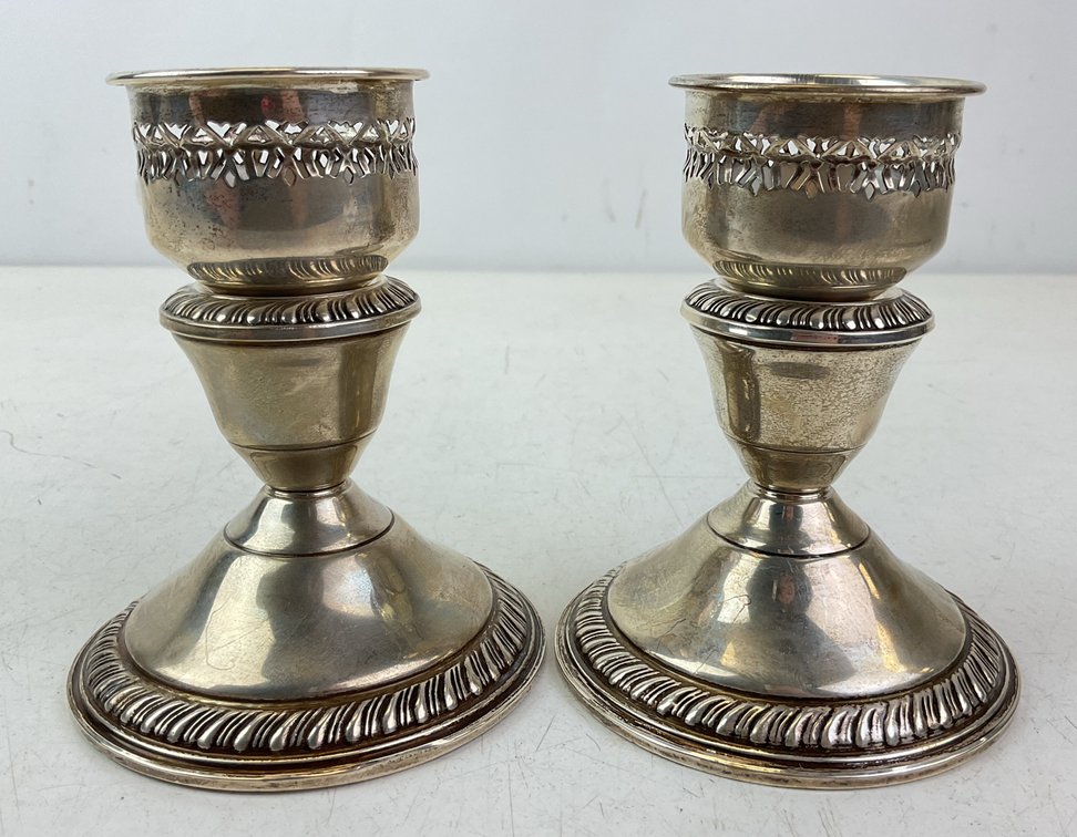 Sterling Silver Candle Holders with Pierced Design