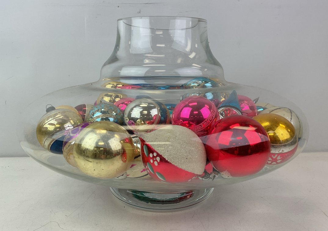 Vintage Glass Ornaments & Art Glass Bowl