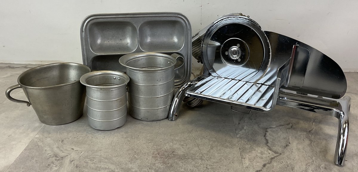 Chrome Food Slicer and Aluminum Kitchenware