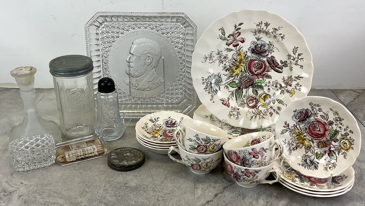 Johnson Bros. Sheraton Dinnerware and Assorted Glassware
