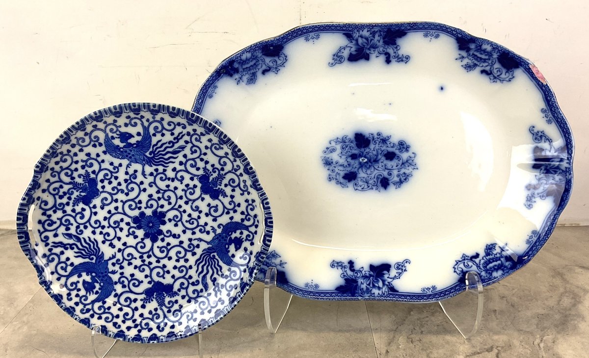 English and Japanese Blue and White Serving Pieces