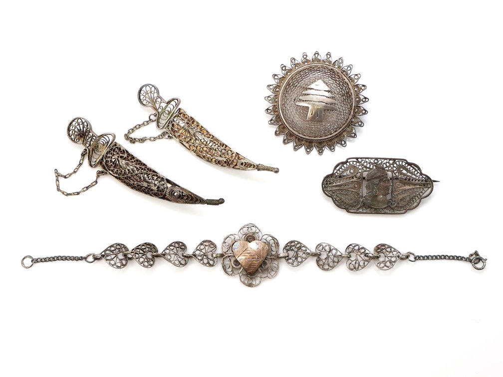 Sterling Silver Pins & Bracelet
