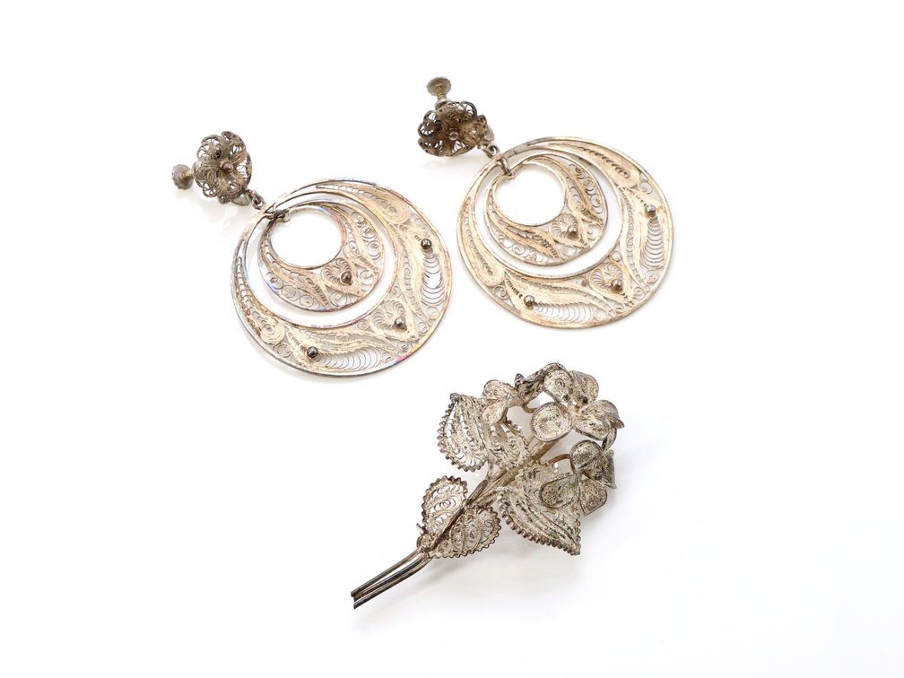 Sterling Silver Pin & Earrings