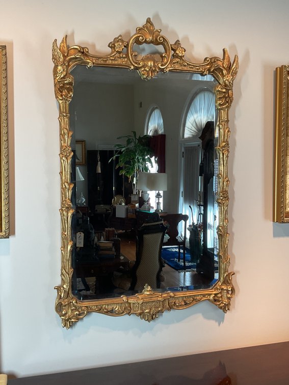 Rococo-Style Gilt Framed Beveled Mirror