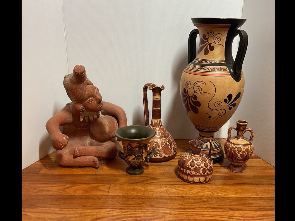 Greek Reproduction Pottery and Terracotta Figure