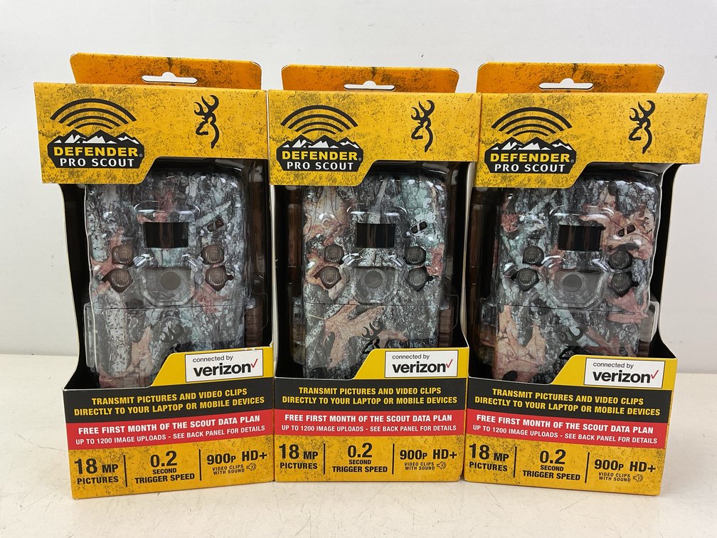 3 Browning Defender Pro Scout Trail Cameras