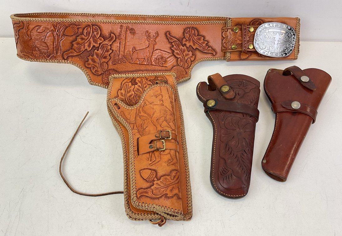 Tooled Leather Holster Rig and Holsters