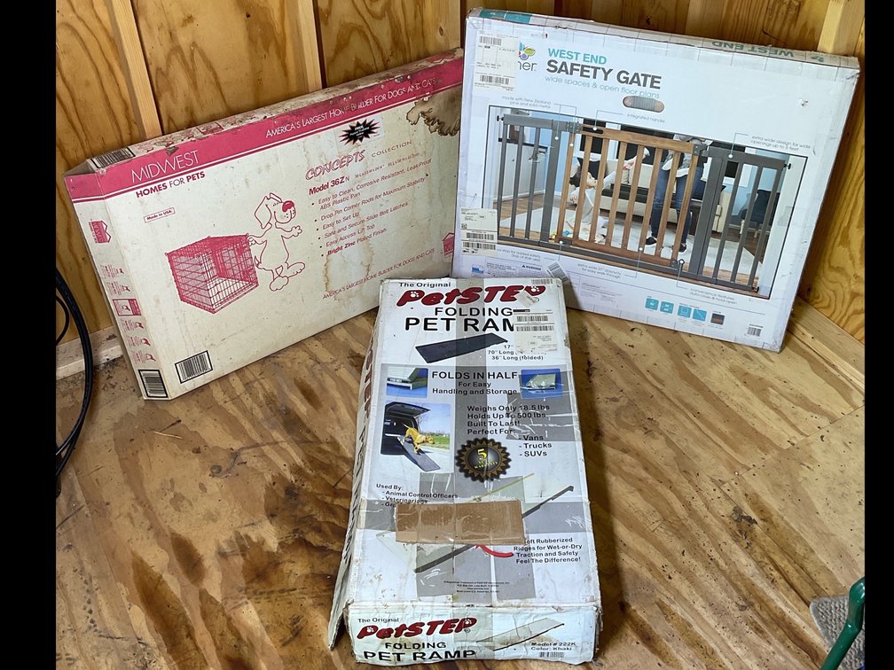 Pet Crate, Folding Ramp, and Safety Gate