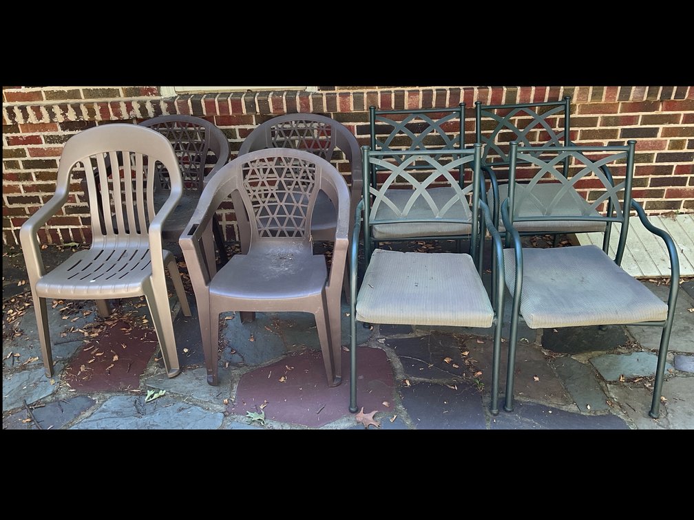 Plastic and Metal Outdoor Chairs
