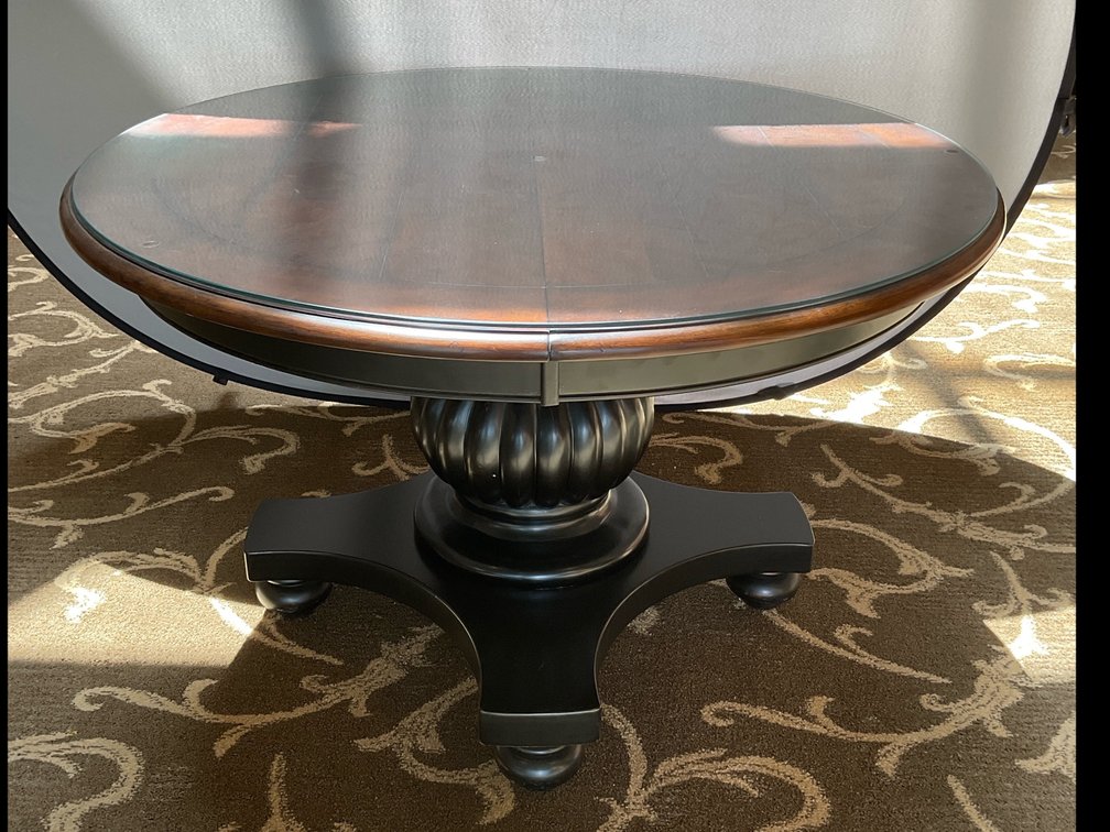 Round Pedestal Table with Glass Top